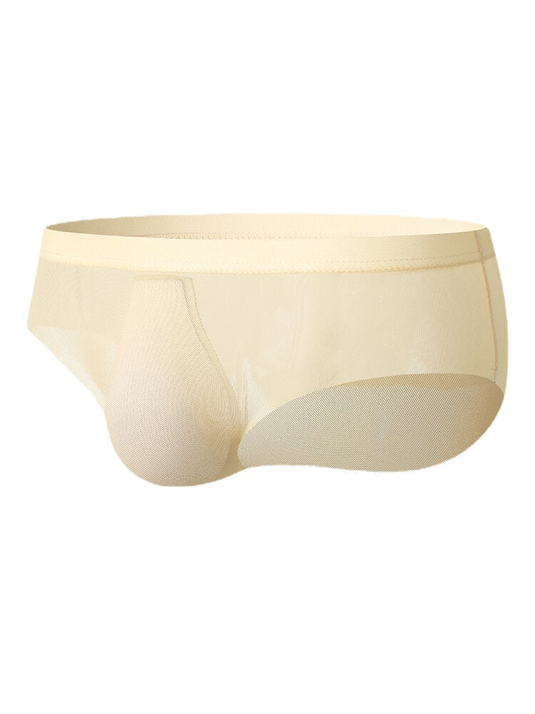 Durchsichtige, atmungsaktive Herren-Home-Slips in Volltonfarbe mit mittlerer Taille und voller Hüfte