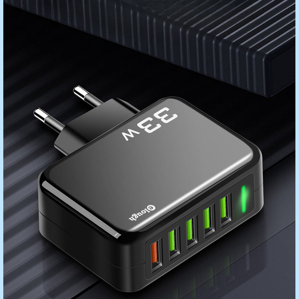 33 W 5-Port USB PD Schnellladegerät QC4.0/3.0 EU/US-Stecker für iPhone, Xiaomi, Huawei, OPPO, Samsung