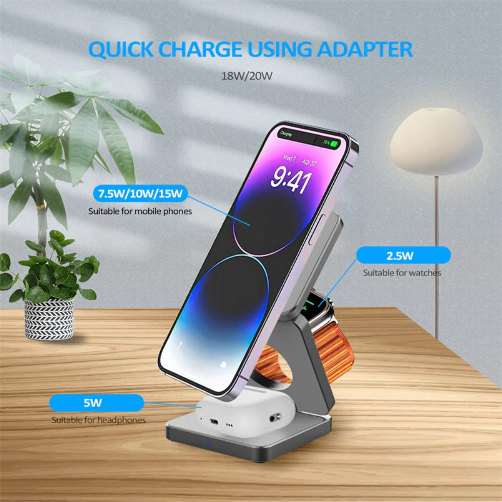 Magnetic Wireless Fast Charger for iPhone, Huawei, Xiaomi, Apple Watch, AirPods