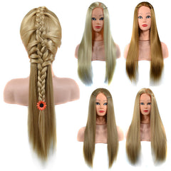 High-Temperature Fiber Hair Training Mannequin Head with Clamp for Salon Braiding Practice