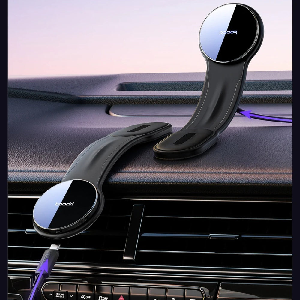 Magnetic Car Phone Holder & 15W Wireless Charger for iPhone 15-12, Samsung S23