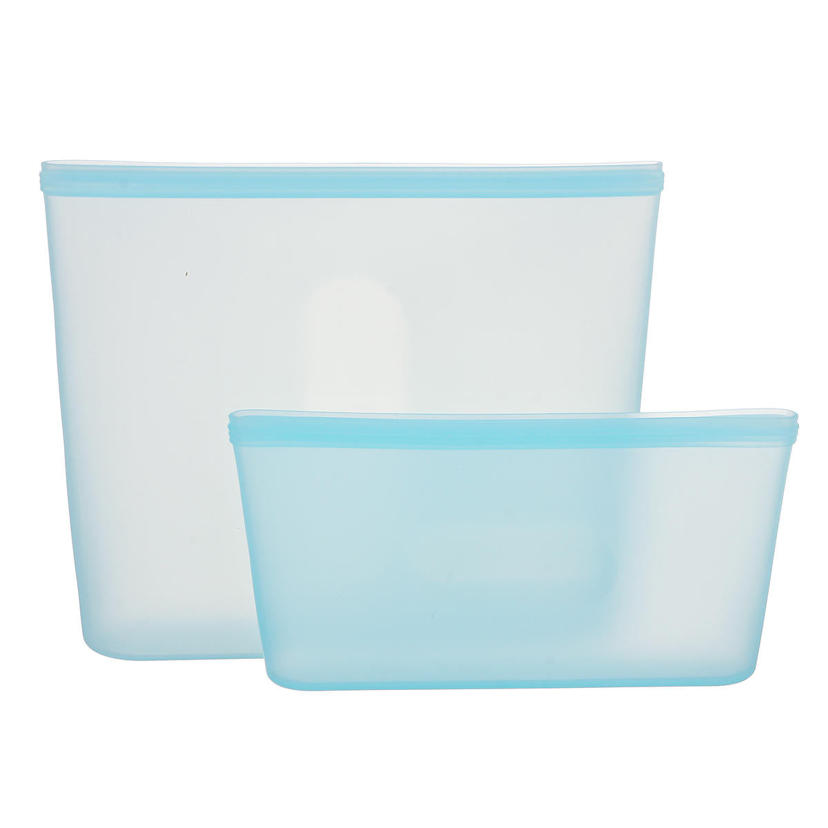 2Pcs Reusable Leakproof Silicone Food Storage Bags with Zip Lock