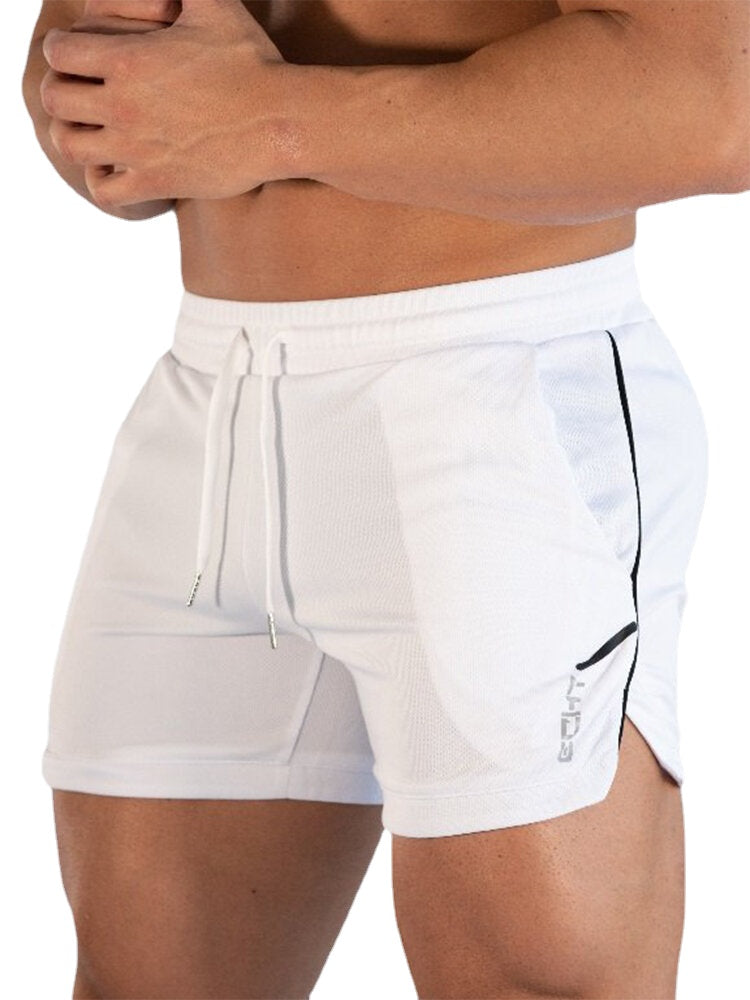 Men's Quick Dry Stretch Beach Shorts - Solid Color, Loose Fit, Drawstring Waist