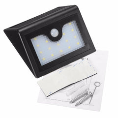 16 LED Solar Power Motion Sensor Wall Light - Waterproof Outdoor Garden Lamp