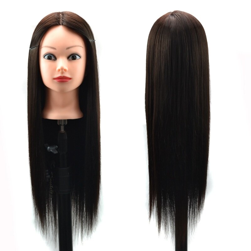 High-Temperature Fiber Hair Training Mannequin Head with Clamp for Salon Braiding Practice