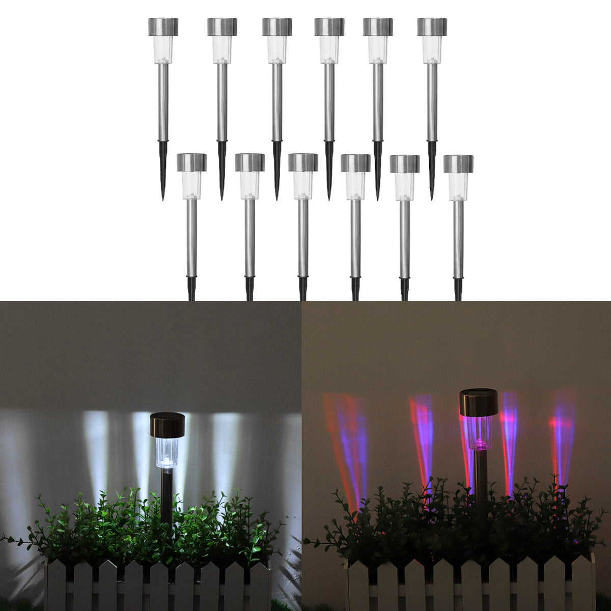 12PCS Solar Pathway Lights - Stainless Steel LED, Waterproof for Garden, Lawn, Patio, Yard, Walkway, Driveway