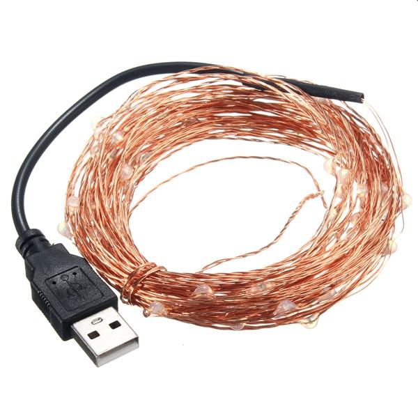 10M 100 LED USB Copper Wire Fairy Lights for Christmas Party Decor