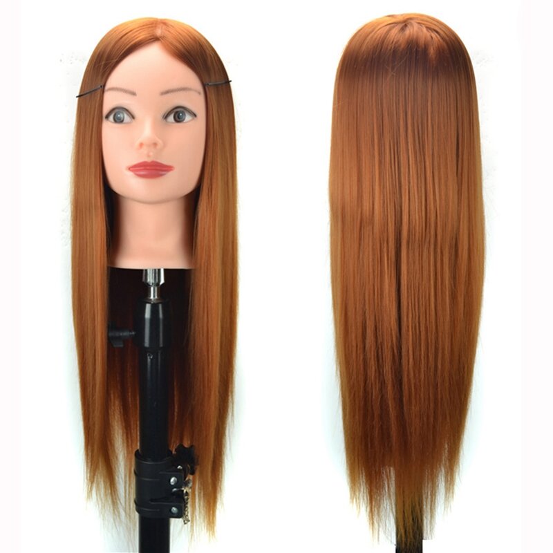 High-Temperature Fiber Hair Training Mannequin Head with Clamp for Salon Braiding Practice