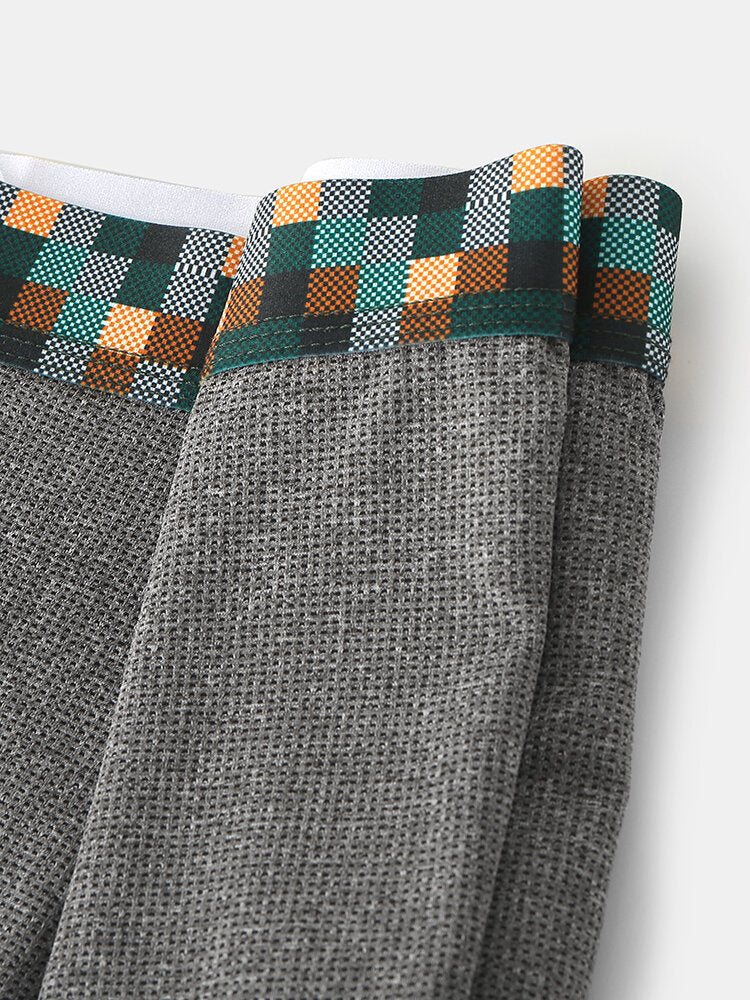 Einfarbige, dünne, atmungsaktive Modal-Boxershorts für Herren mit elastischem Bund und Patchwork im Schritt - Home Comfy