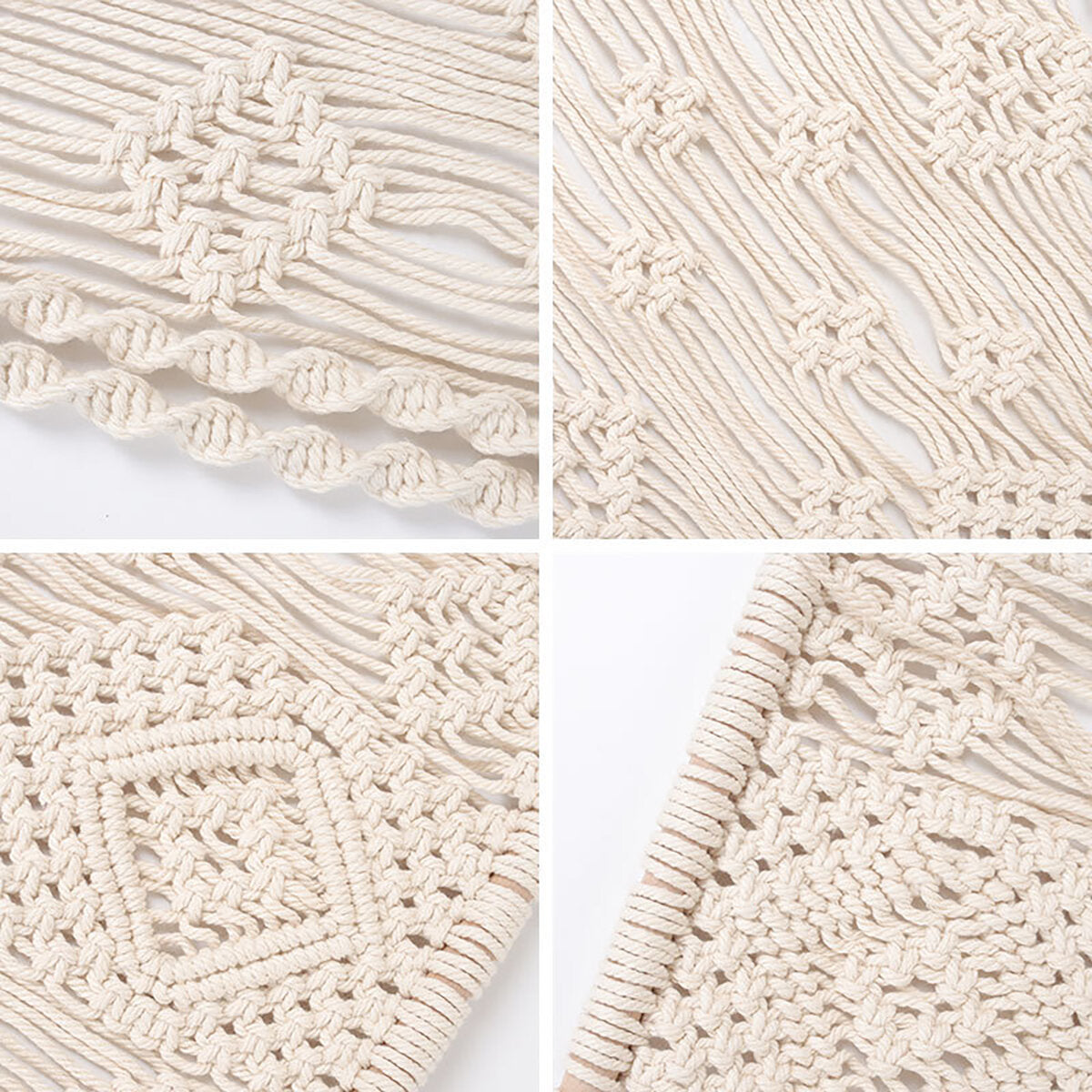 Hand-Woven Macrame Plant Hanger Basket with Wood Shelf - Room Decoration Tapestry