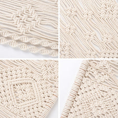 Hand-Woven Macrame Plant Hanger Basket with Wood Shelf - Room Decoration Tapestry