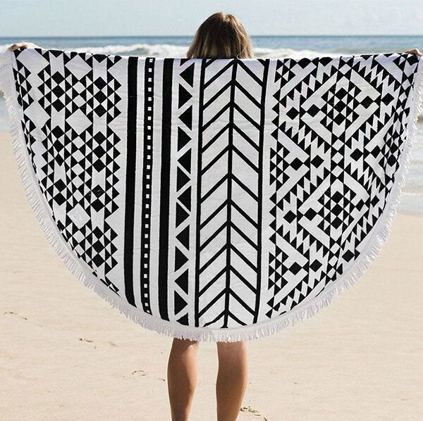 150cm European Style Round Beach Yoga Towel, Thin Polyester Fiber Tapestry, Bed Sheet, Tablecloth