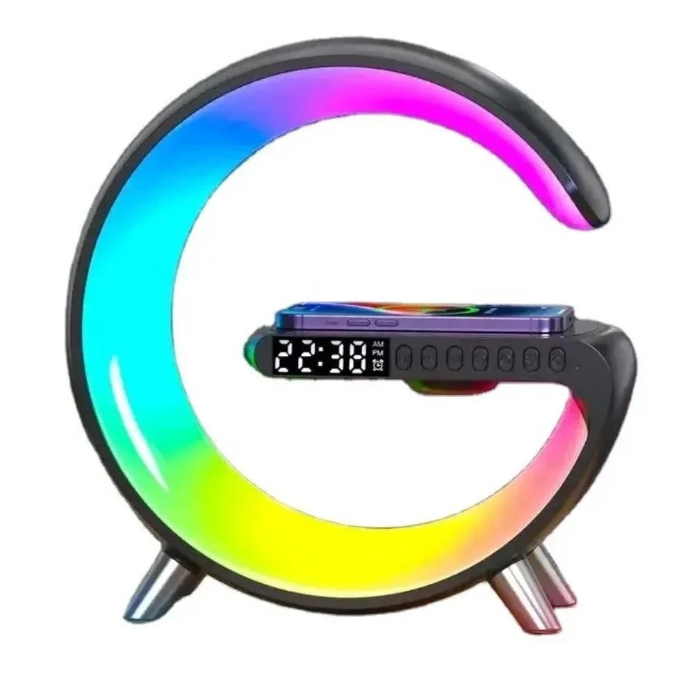 RGB Lamp Wireless Charger 15W, Phone Holder & Bluetooth Speaker - All-in-One Device