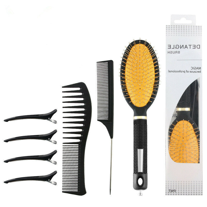 Steel Needle Tip Tail Comb & Seamless Clip Hair Styling Set - Double-Head Massage Comb for Household Use