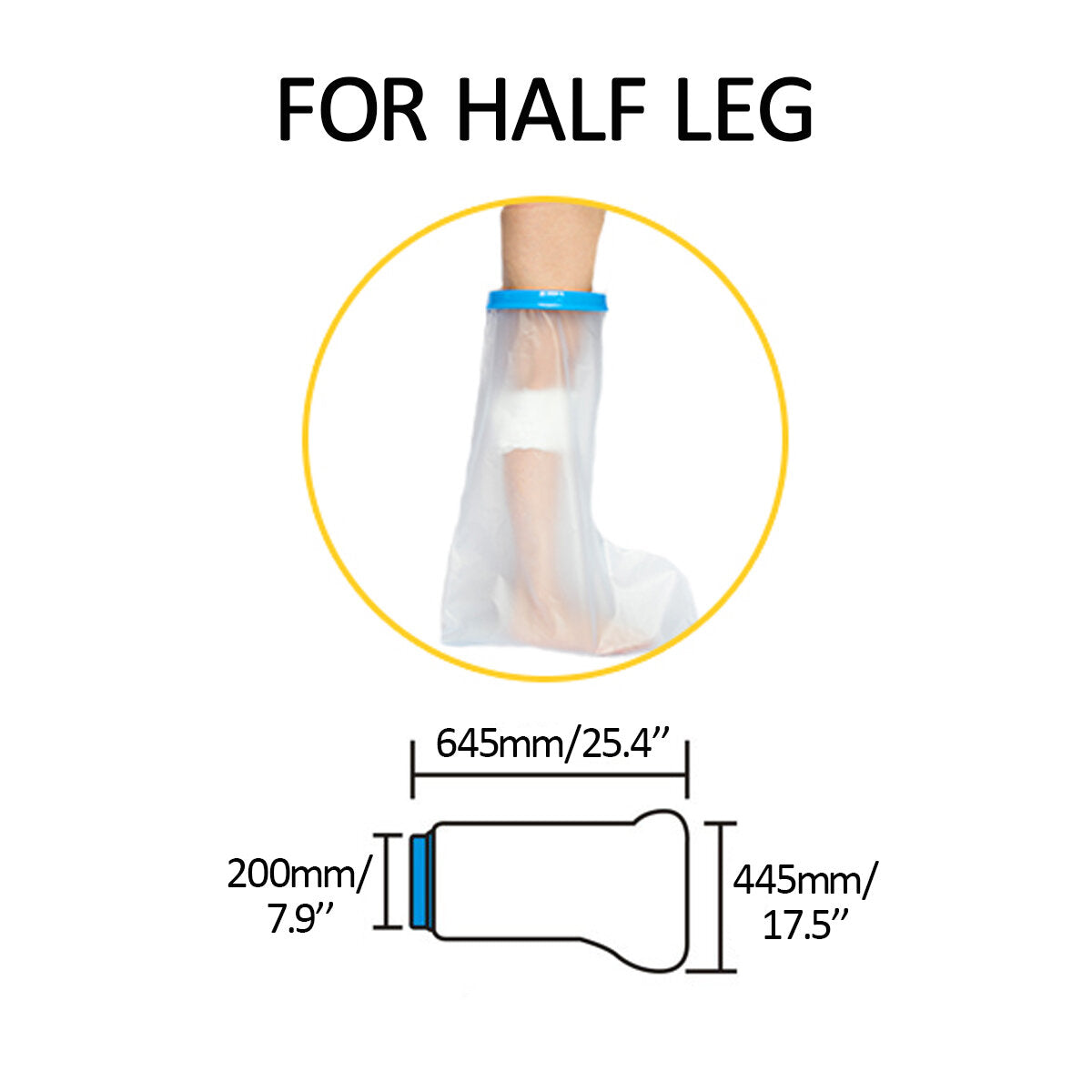 Waterproof Cast Bandage Protector for Bath/Shower - Reusable Cover for Adult Short Leg, Arm, Calf, Ankle