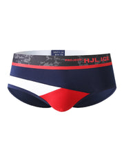 Herren-Slip aus Baumwolle mit Farbblock-Muster, Skinny Fit, mittlere Taille, Stretch, atmungsaktiv