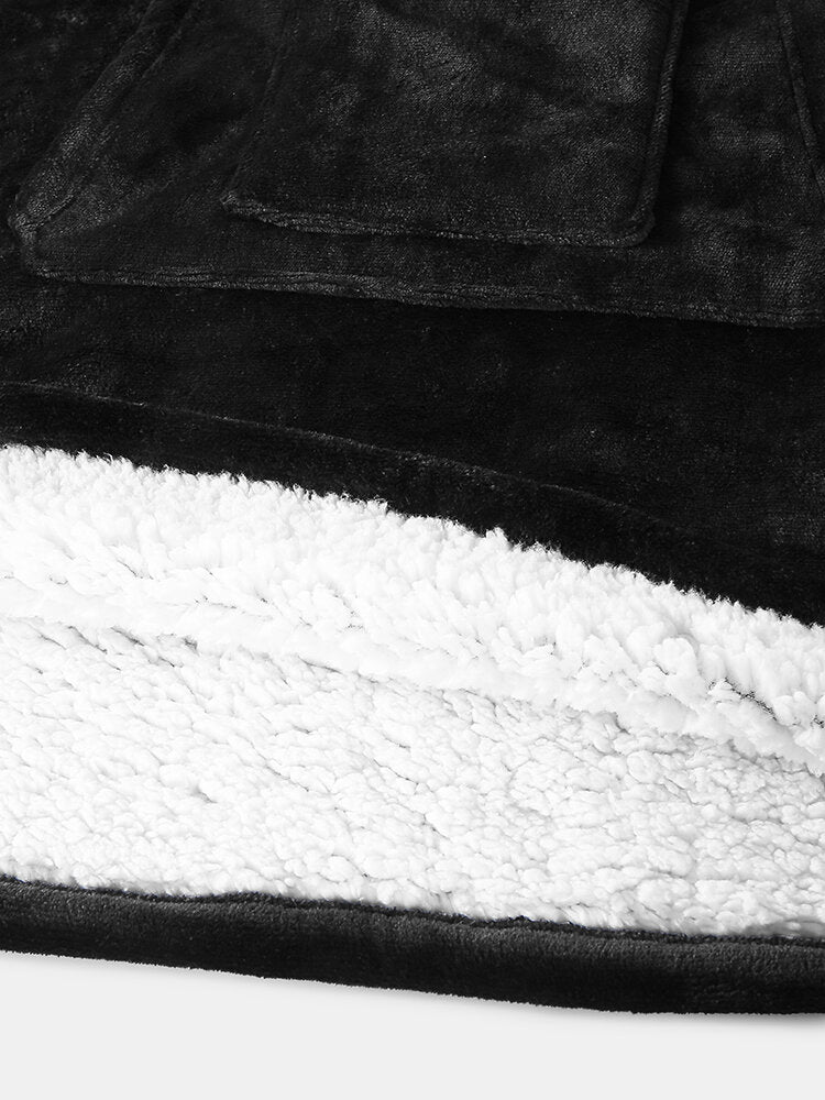 Dicker Flanell-Kapuzenpullover für Herren mit Doppeltaschen - Locker sitzender Hausmantel