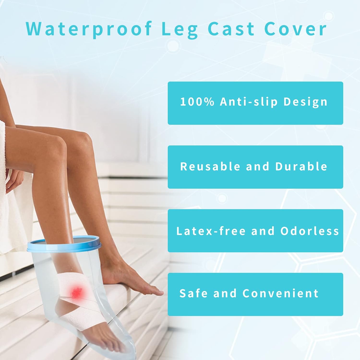 Reusable Waterproof Foot Cast Cover for Shower & Bath - Watertight Protector