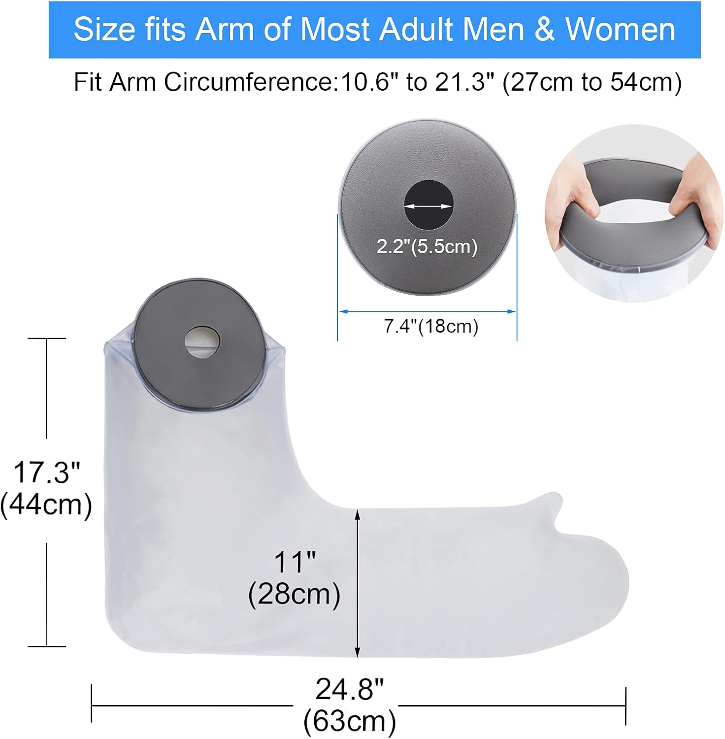 Waterproof Full Arm Cast Cover for Shower - Reusable, Watertight Seal, Ideal for Post-Surgery Use