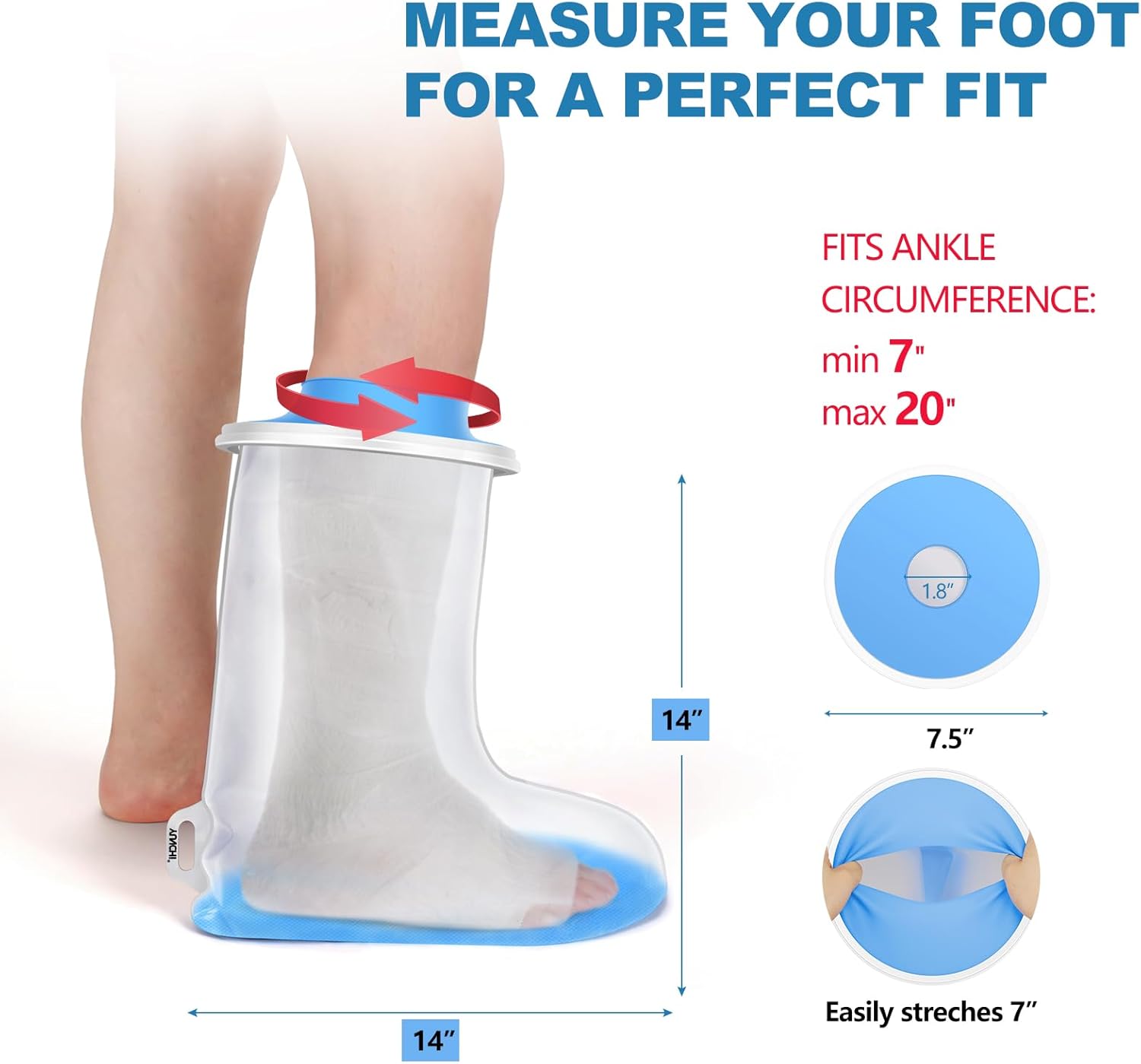 Upgraded Extra Wide Full Leg Cast Cover for Shower - Non-Slip, Reusable, Waterproof Protection