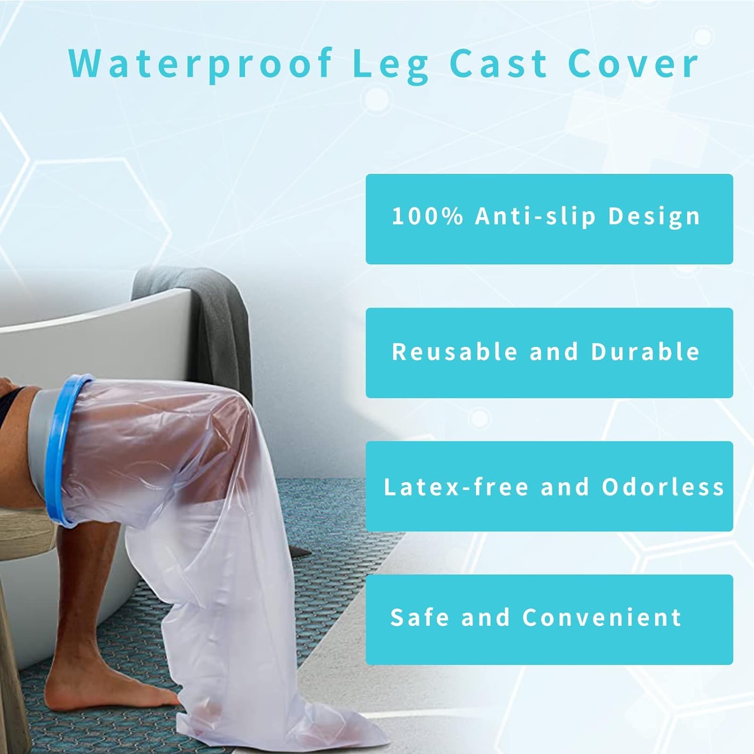 Waterproof Adult Leg Cast Cover - Anti-Slip, Watertight Bandage Protector for Foot and Leg Wounds