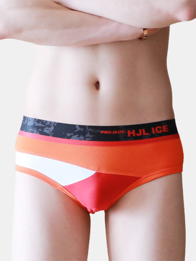 Herren-Slip aus Baumwolle mit Farbblock-Muster, Skinny Fit, mittlere Taille, Stretch, atmungsaktiv