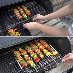 Portable Stainless Steel BBQ Rack - Skewer Meat Grill for Camping