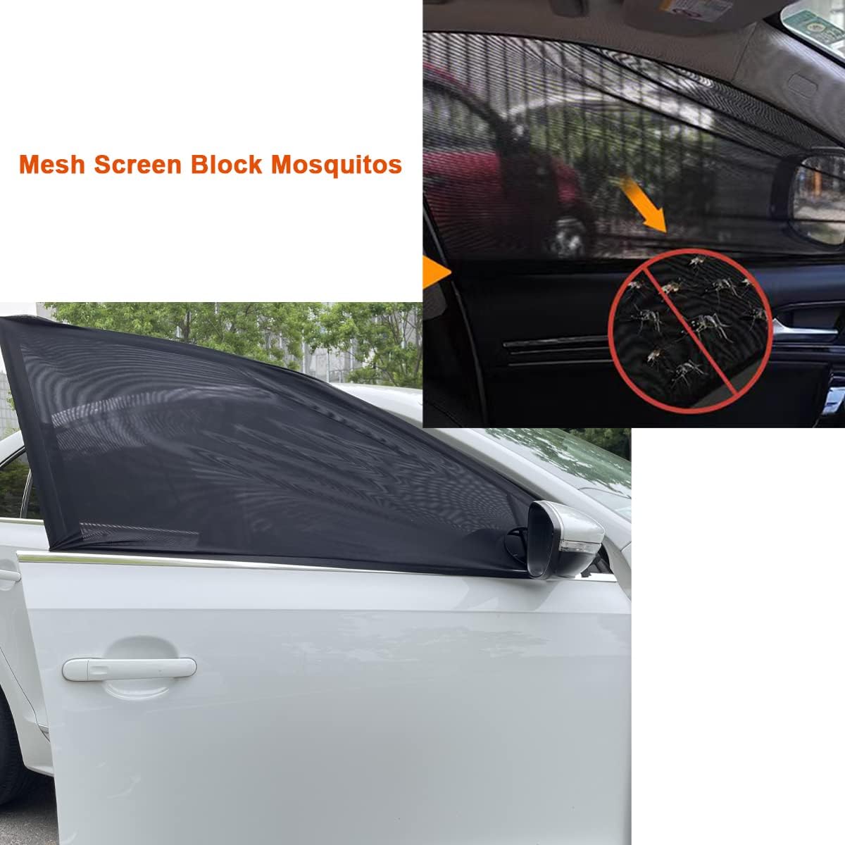 2-Pack Large Car Window Screen Mesh for SUV, Truck, Minivan - Sun Shade for Camping