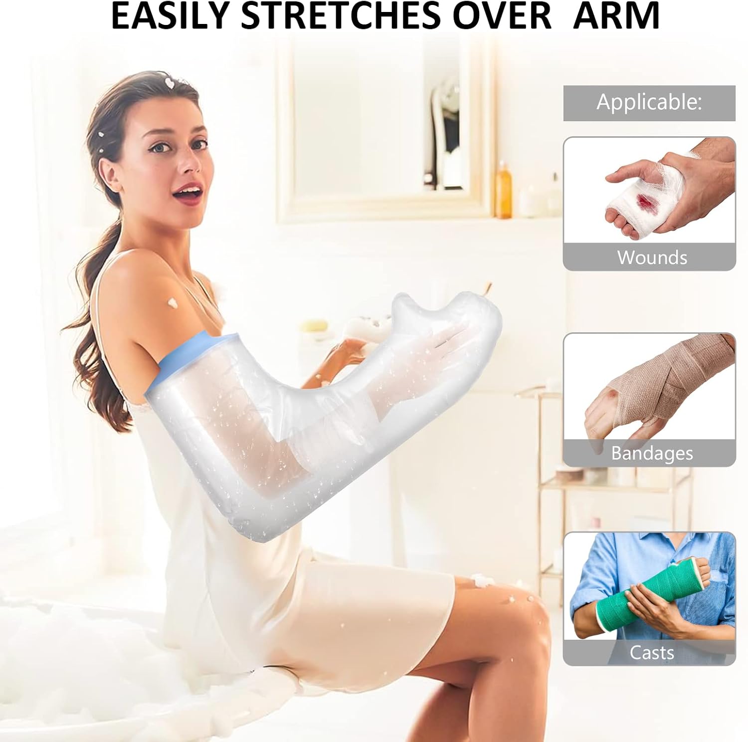 Waterproof Full Arm Cast Cover for Shower - Reusable, Watertight Seal, Ideal for Post-Surgery Use