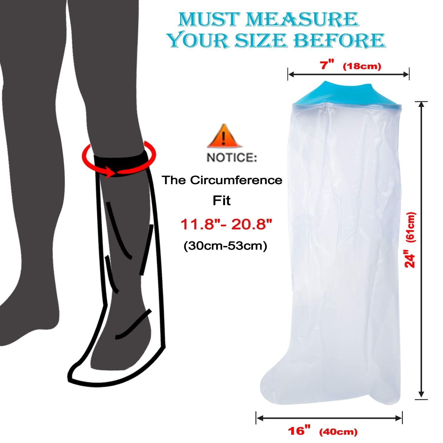 Waterproof Cast Covers for Shower Leg - Adult Protection, Reusable, Keeps Cast & Bandage Dry