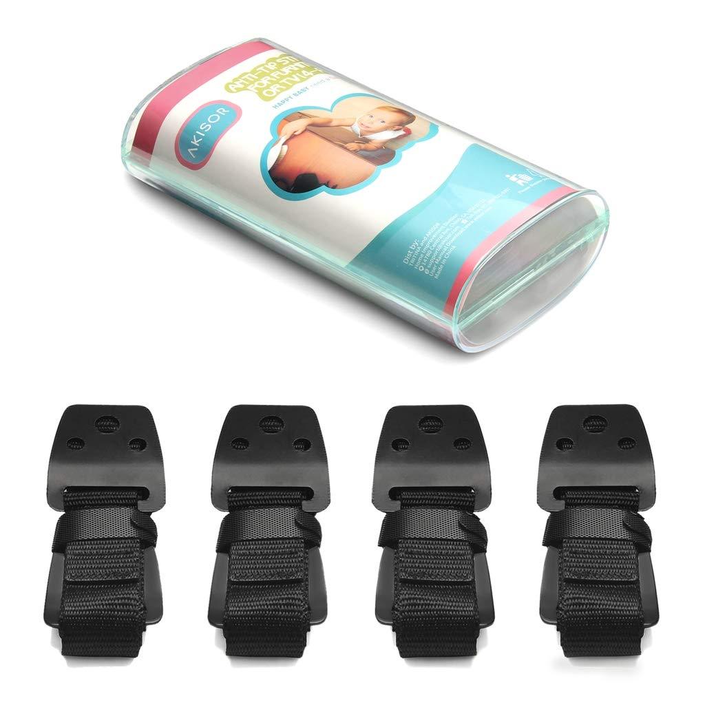 Baby Proofing Furniture Anchors & Anti-Tip TV Straps, All Metal Parts, 4 Pack