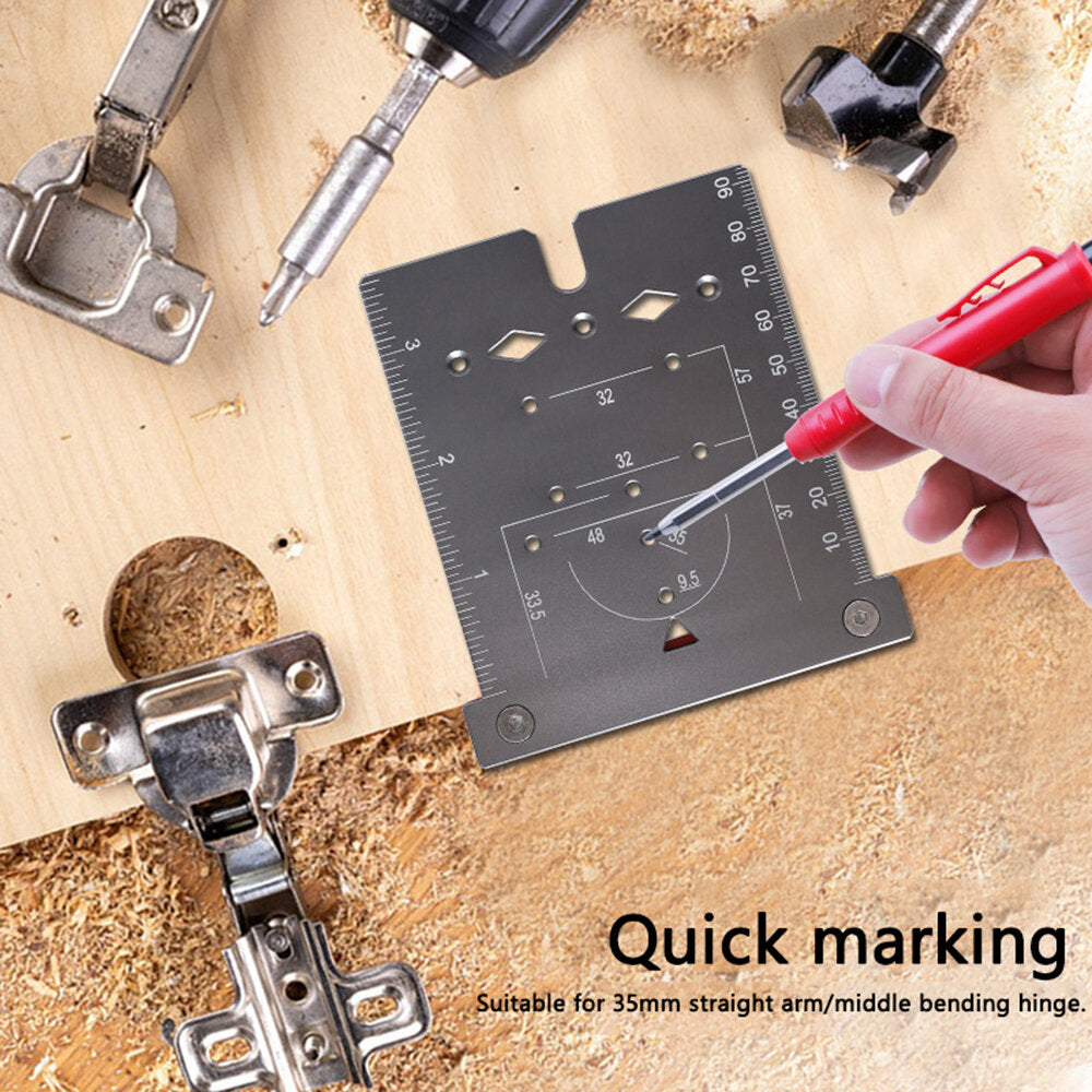 35mm Hinge Jig for Door Cabinets - Concealed Hinge Hole Template, Aluminium Alloy Drill Guide Locator Tool