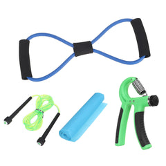 5-Piece Yoga Stretch Resistance Bands, Skipping Rope, Hand Gripper Exercise Kit