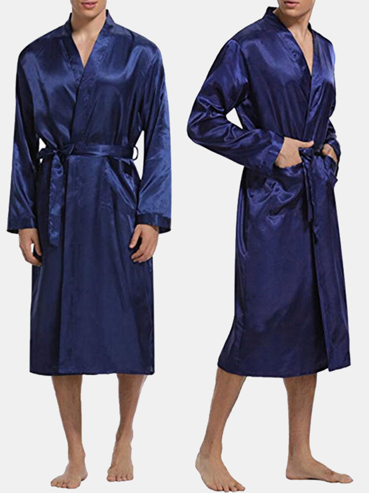Men's Comfortable Mid-Length Bathrobe - Lightweight Sleepwear & Loungewear