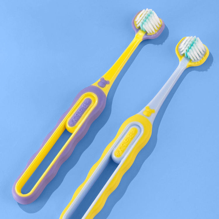 Children's 3-Sided Toothbrush - Soft Bristle for Ages 3-12, 2-Pack