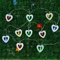 1.8M Wooden Heart 10LED Fairy String Lights, Battery Powered, 0.3W, Christmas Home Party Decor, DC3V