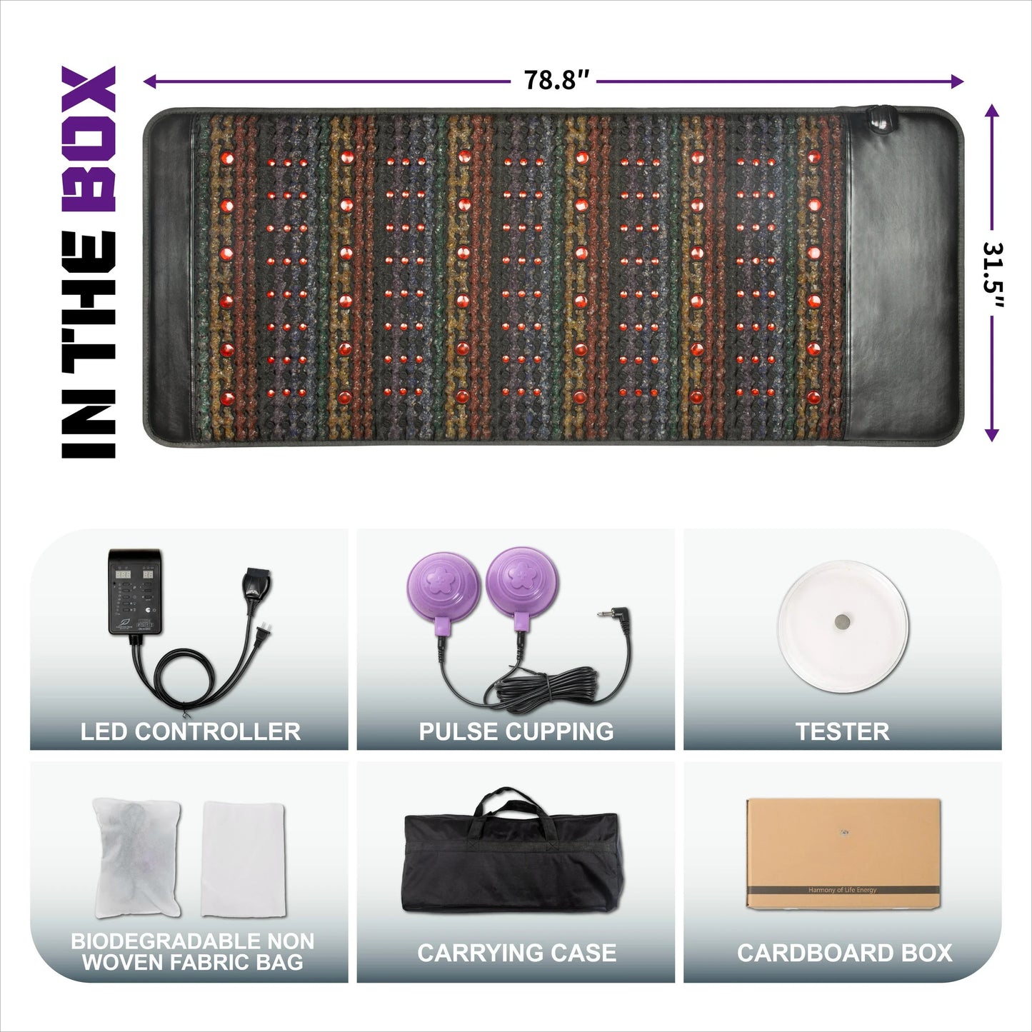 Full-Body PEMF FIR Infrared Heating Mat | Crystal Amethyst Therapy | Photon Red Light Mattress - XL (80x190cm)