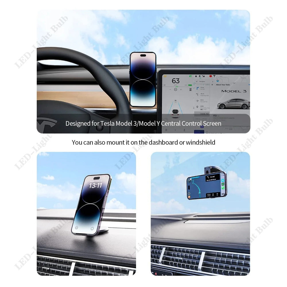 Tesla Car Mount Charger - 15W Magnetic Wireless Fast Charger for iPhone 14/13/12