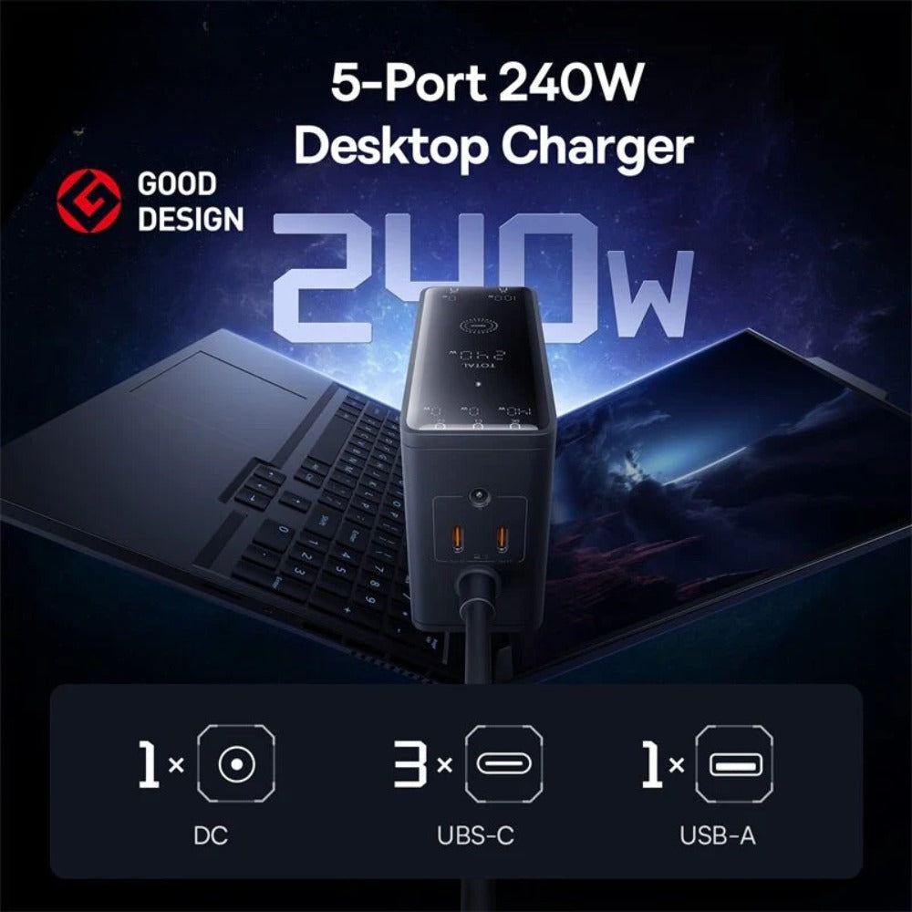 240 W GaN 5-Port USB PD-Ladegerät, Schnellladen für iPhone, Samsung, Huawei, Xiaomi