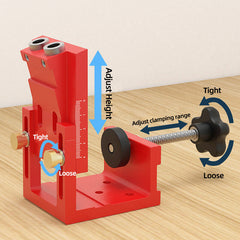 Adjustable Woodworking Hole Puncher with Metric & Imperial Calibration - Aluminum Alloy Dowel Hole Jig System Set