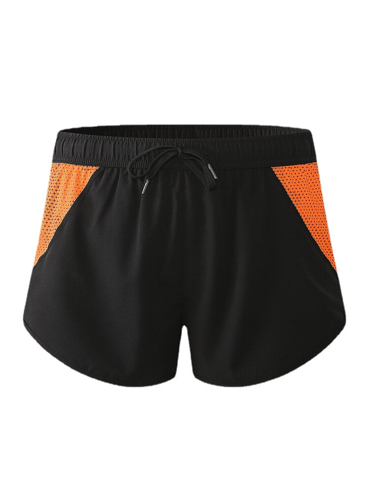 Men's Quick-Dry Mesh Patchwork Drawstring Breathable Sports Board Shorts