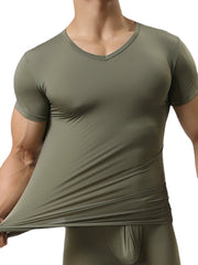 Sexy Oberteile für Herren im Sport-Primer: Elastisches Bodybuilding-T-Shirt in reiner Farbe, bequem