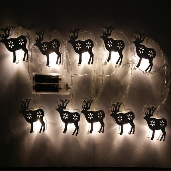 Battery Powered 1.65M 10 LED Elk Shape Warm White Indoor Fairy String Lights for Christmas Mood Lighting