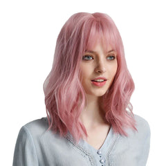 Short Curly Pink Synthetic Wig - Heat Resistant, Natural Look for Black & White Women, Perfect for Cosplay & Bob Styles