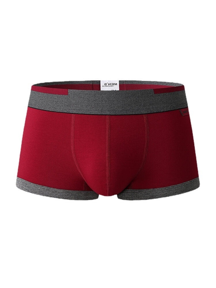 Atmungsaktive Baumwoll-Boxershorts für Herren mit antibakteriellem Beutel und kontrastierendem Bund