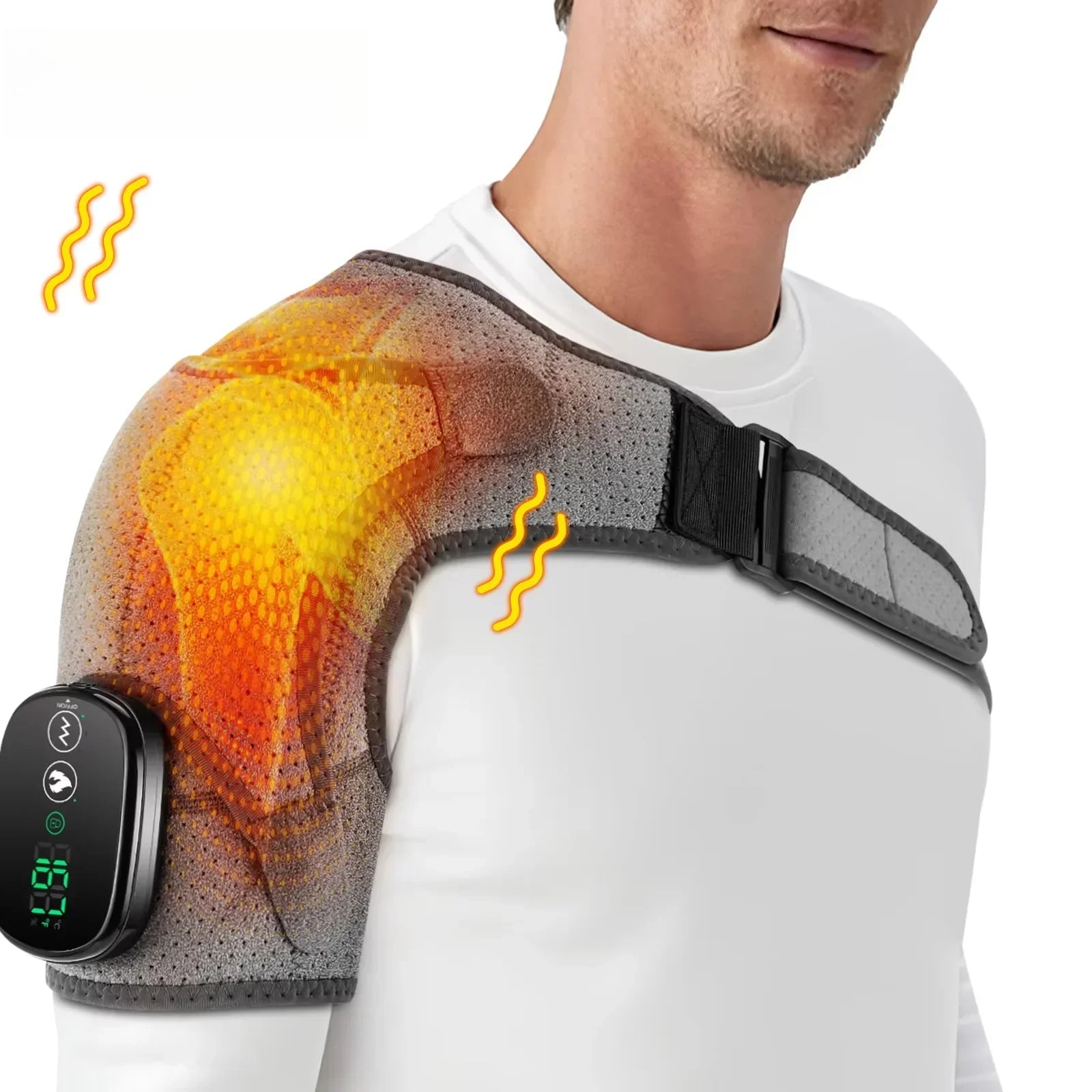 Electric Shoulder Massager Belt with Vibration & Heating, Muscle Relaxer and Warmer Pads