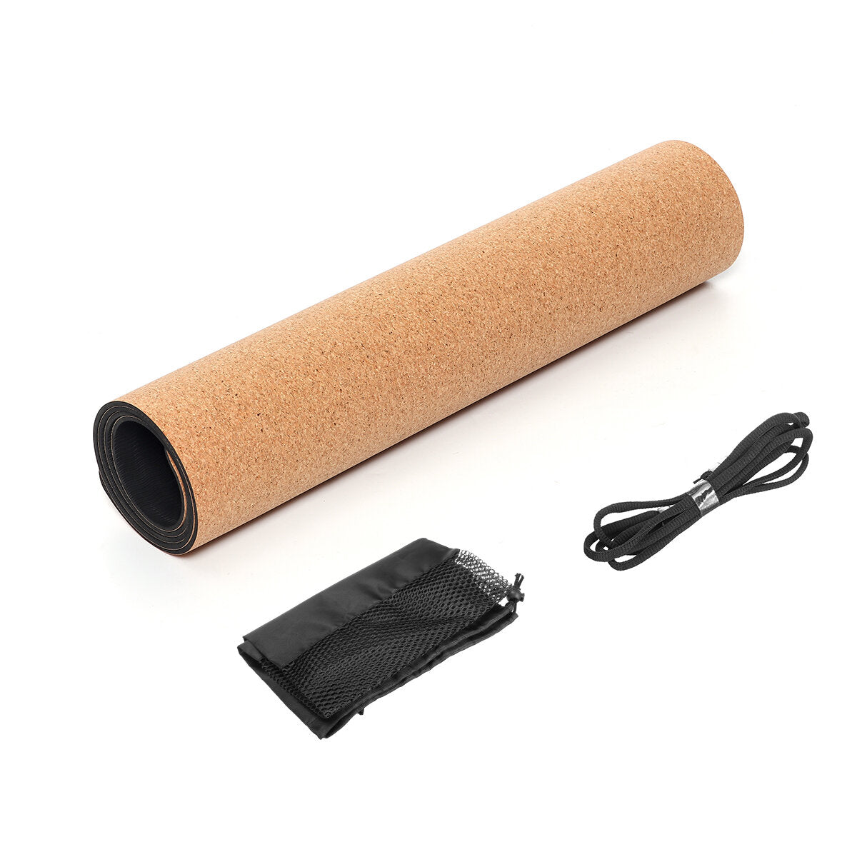 183x68cm Non-Slip Natural Cork TPE Yoga Mat with Storage Bag - Fitness, Gym, Training, Sports Protective Gear