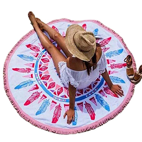 150cm European Style Round Beach Yoga Towel, Thin Polyester Fiber Tapestry, Bed Sheet, Tablecloth