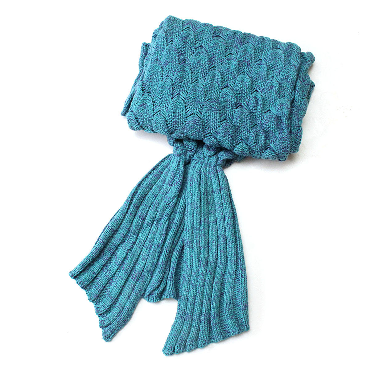 195x90cm Handmade Yarn Knitted Mermaid Tail Blanket - Super Soft Crochet Throw for Sofa or Bed