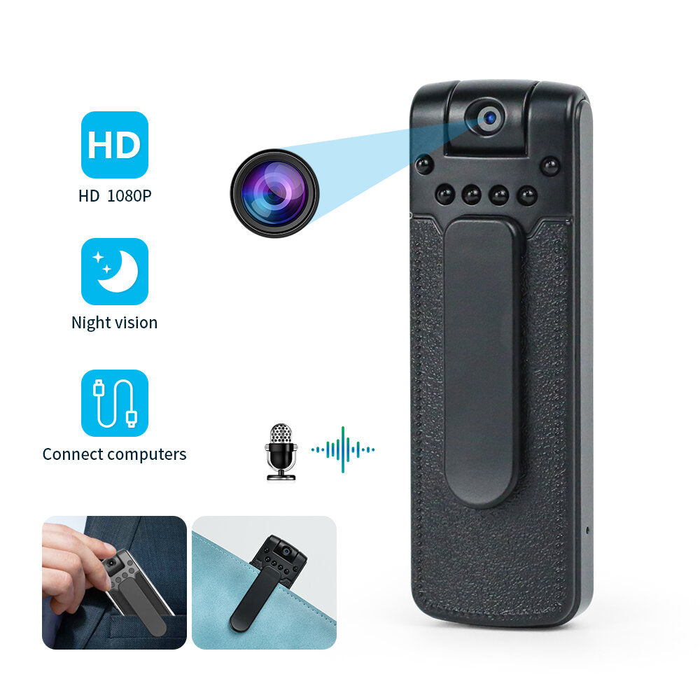 1080P HD Mini Security Camera with Infrared Night Vision - Portable, Wearable Video Recorder